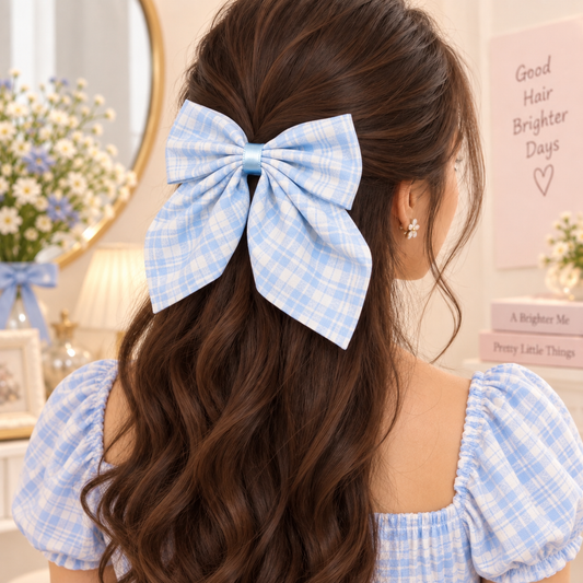 Gingham Plaid Bow Hair Clip