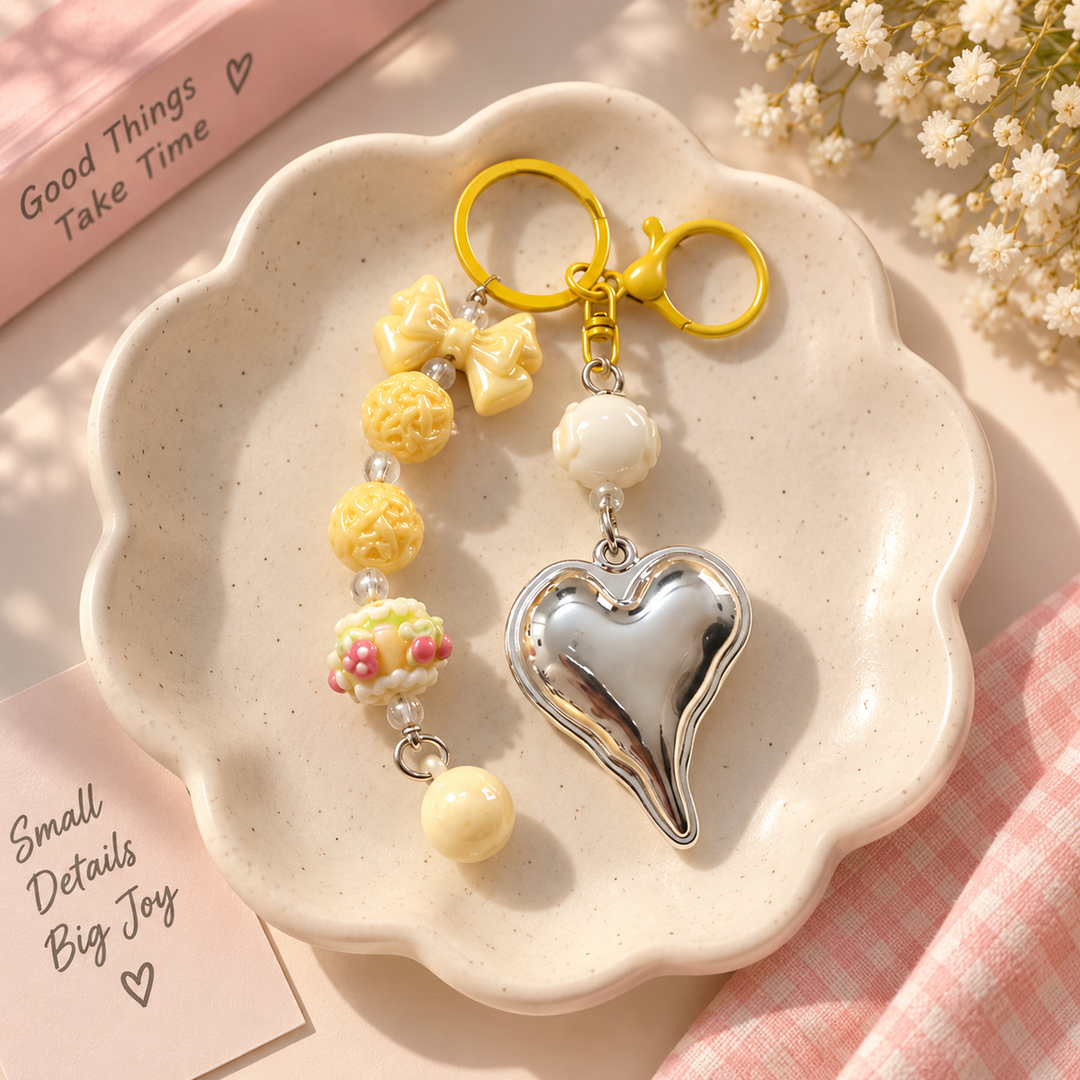 Kawaii Heart Keychain & Bag Charm