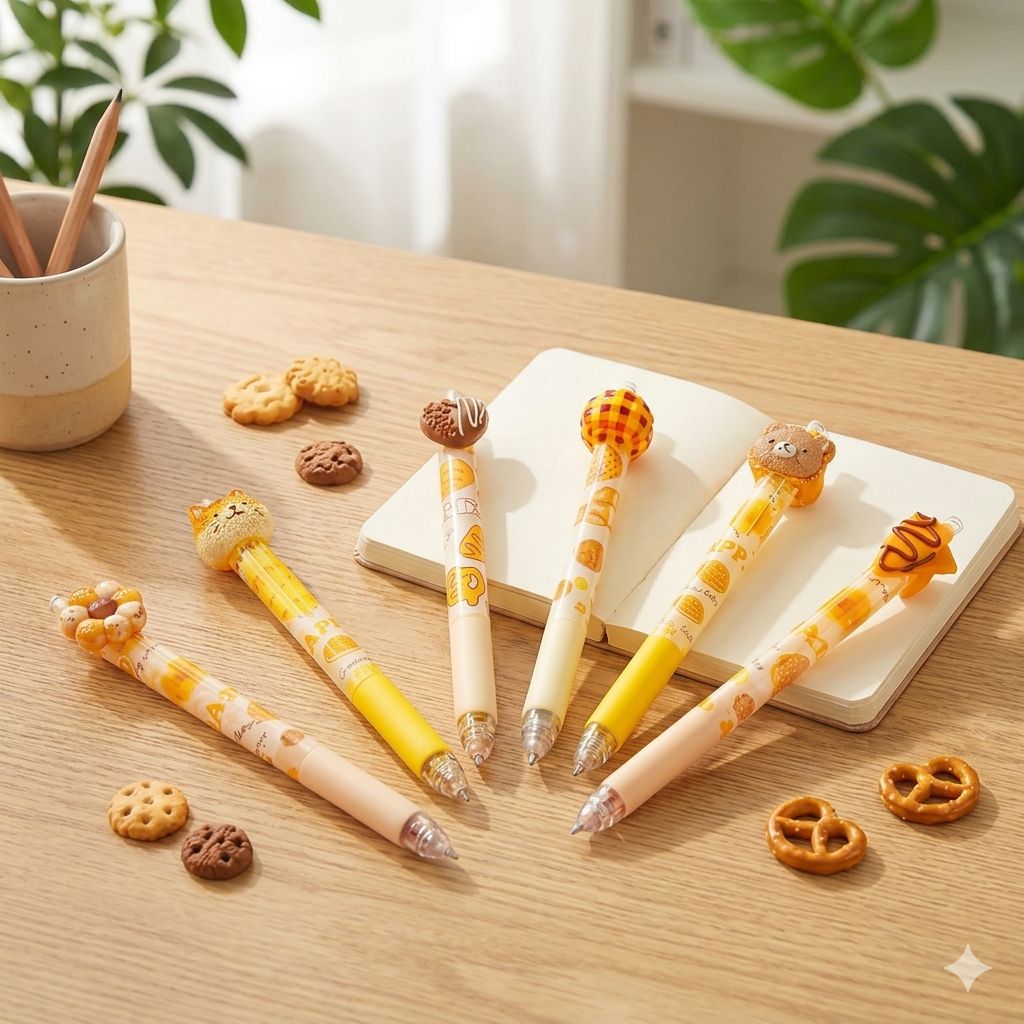 Kawaii Cute Homemade Cookie Erasable Gel Pens - Pack of 6pcs