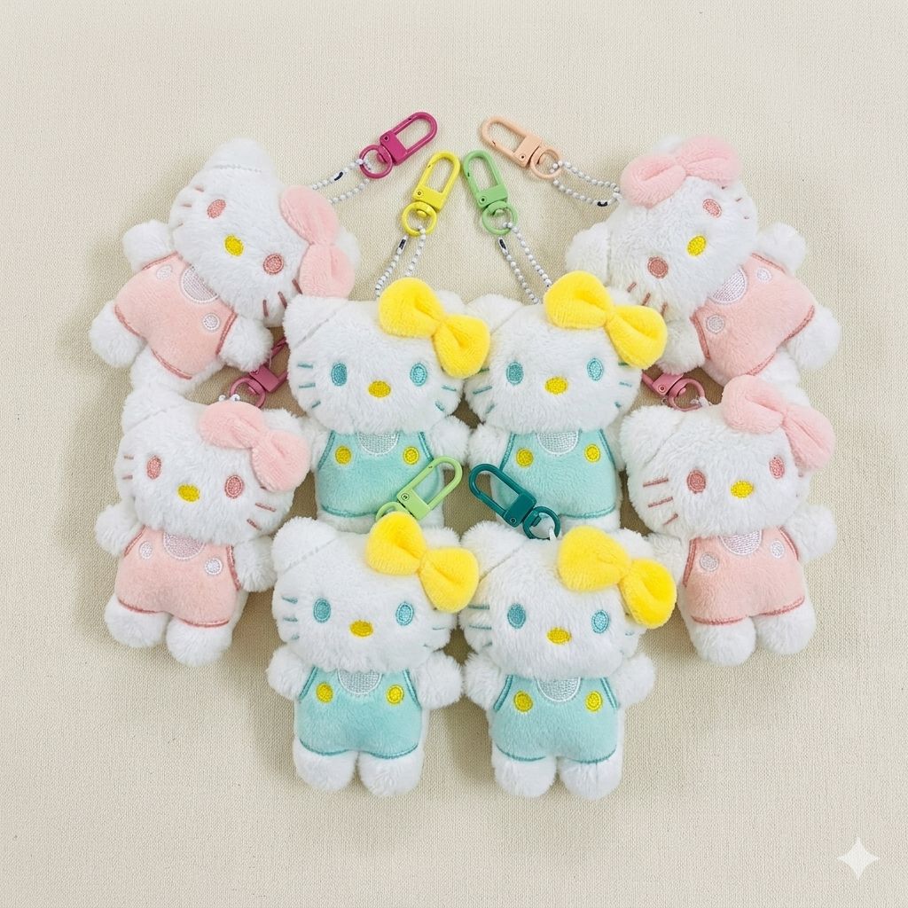 Hello Kitty Plushie Keychain | Pastel Sanrio Bag Charm | Pink & Mint Edition