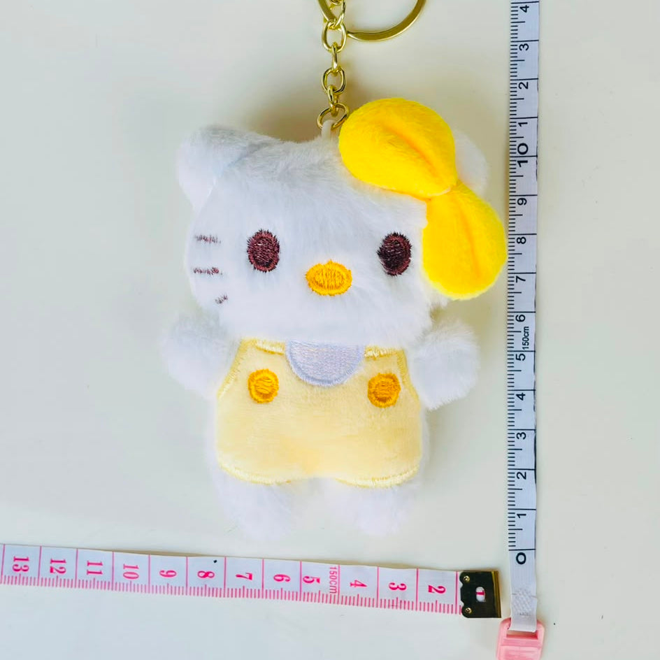 Kawaii Cat Plush Keychain | Cute Fluffy Bag Charm – Pink, Blue, Yellow & Purple