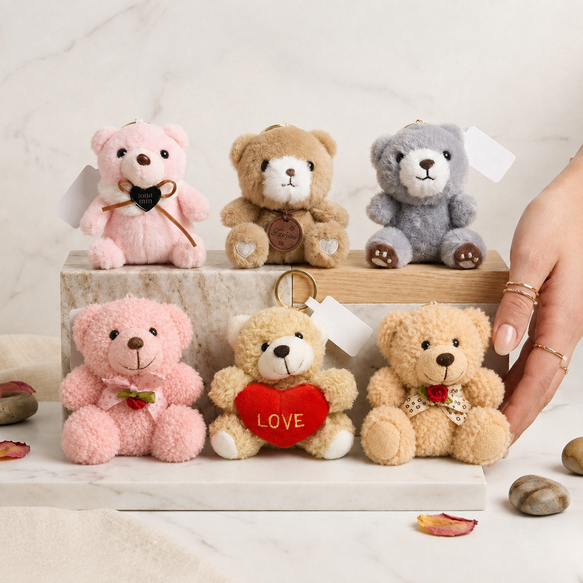 Teddy Bear Plushie Bag Charm | Kawaii Bear Keychain in Multiple Styles