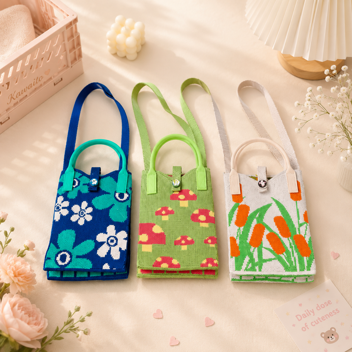 Kawaii Knit Mobile Phone Sling Bag — Crossbody & Tote Mini Bag