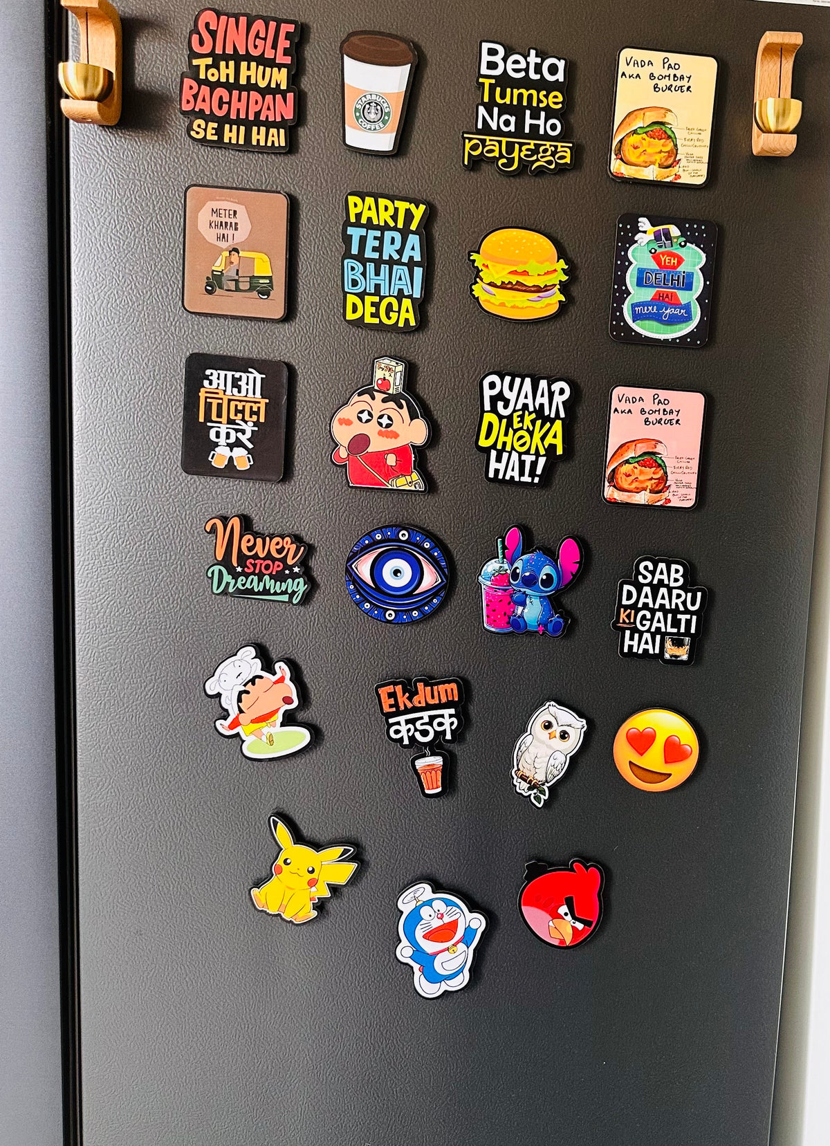 Kawaii Shinchan character fridge magnet with black border