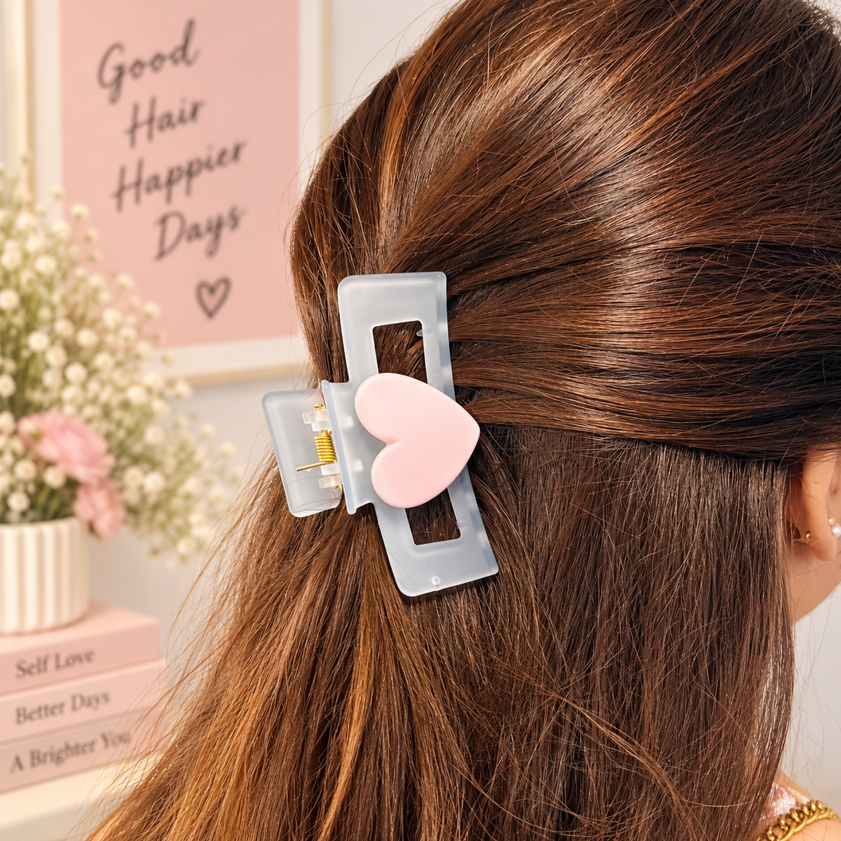 Frosted Bow Hair Clip | Kawaii Rectangle Barrette