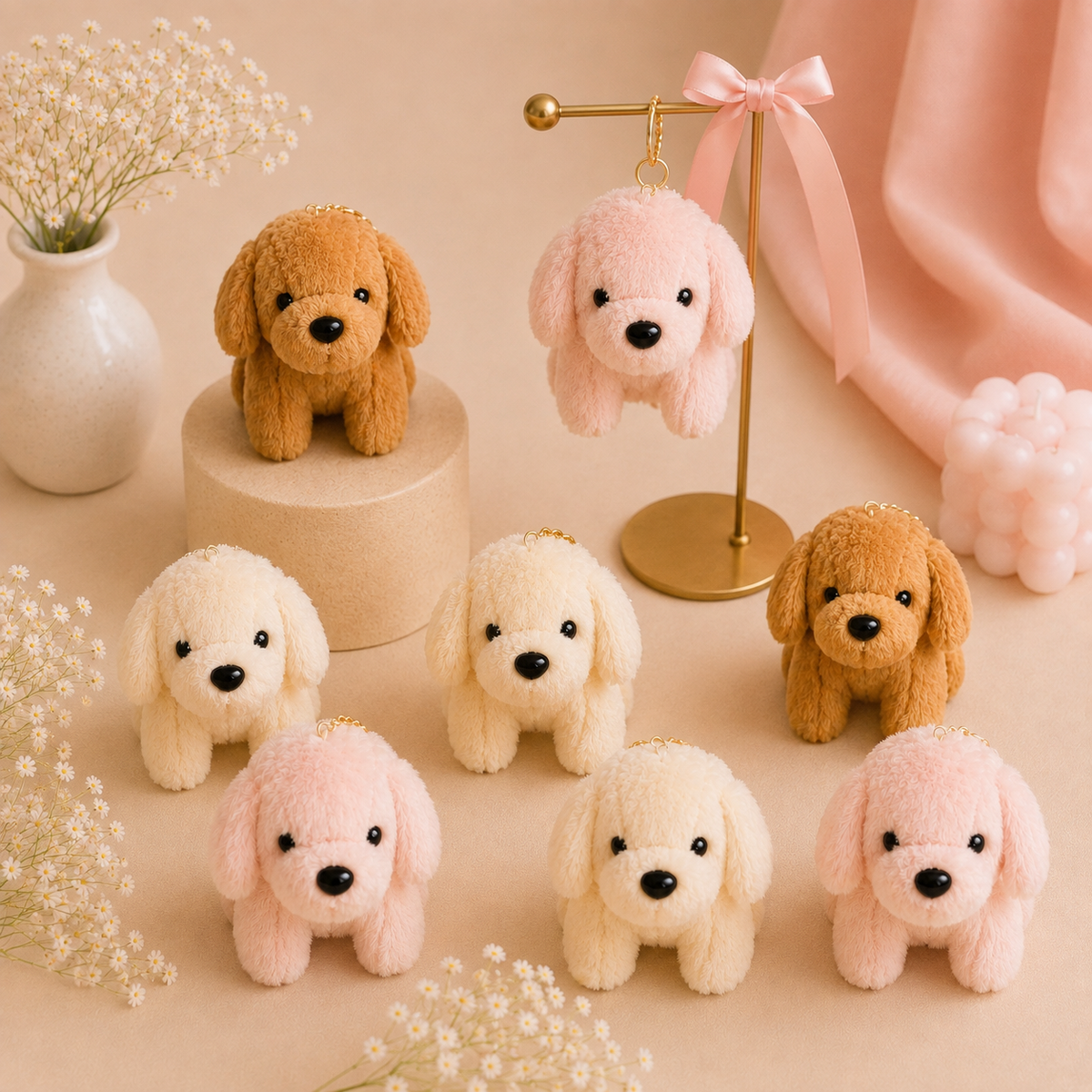 Kawaii Puppy Plush Keychain & Bag Charm