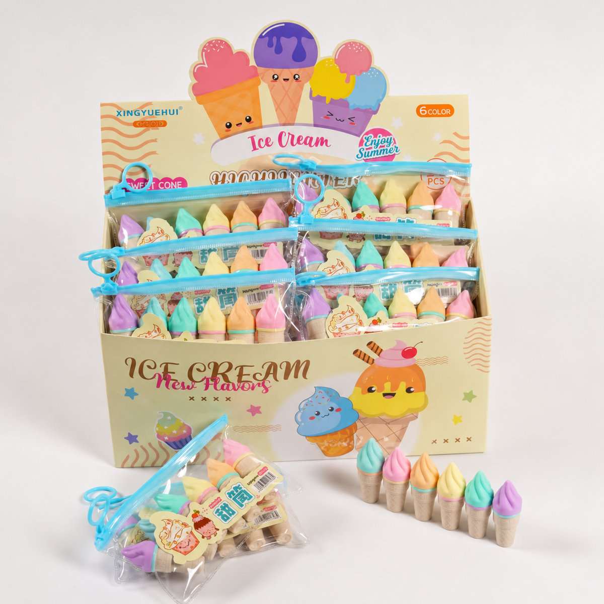Ice Cream Cone Highlighter Set – Pastel Kawaii Markers