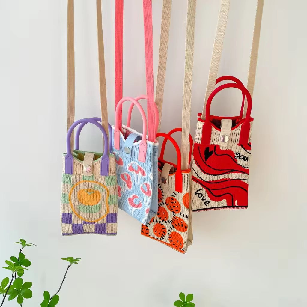 Kawaii Knit Mobile Phone Sling Bag — Crossbody & Tote Mini Bag