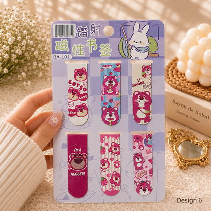 Kawaii Character Magnetic Bookmarks Set of 6