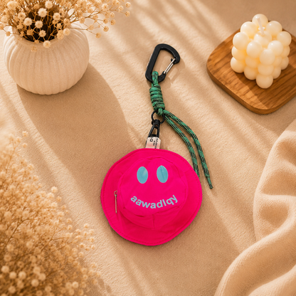 Mini Bag Charm & Keychain | Smiley Face Carabiner Clip