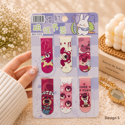 Kawaii Character Magnetic Bookmarks Set of 6