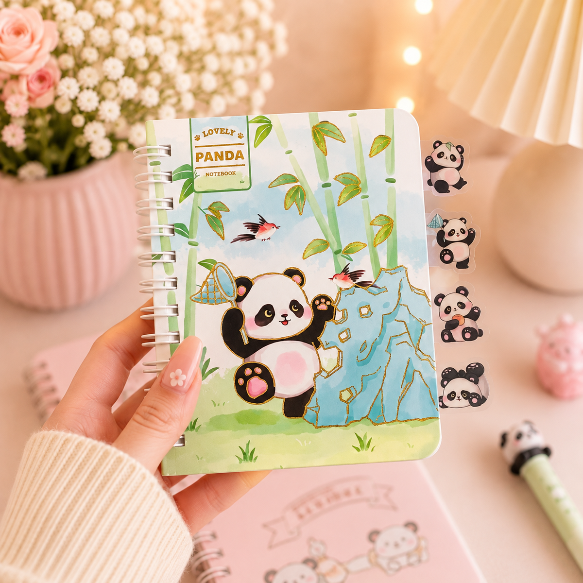 Little Panda Pocket Notebook with Bookmark|Planner
