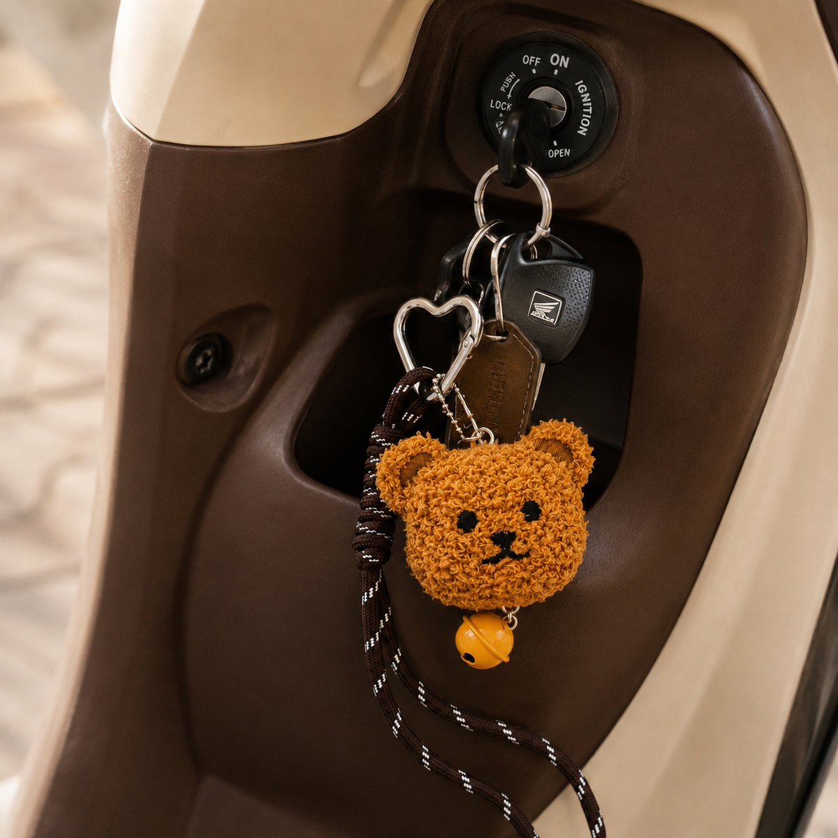 Kawaii Plush Bear Keychain & Bag Charm with Bell