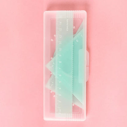 Kawaii Jelly Ruler Set | Pastel Geometric Tools | 4-Piece Stationery Set