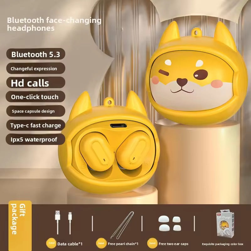 Face Changer Kawaii TWS Bluetooth Earbuds with case