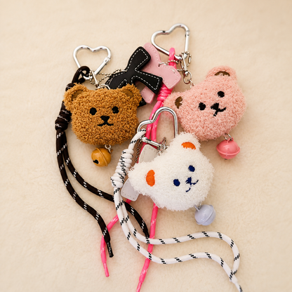 Kawaii Plush Bear Keychain & Bag Charm with Bell