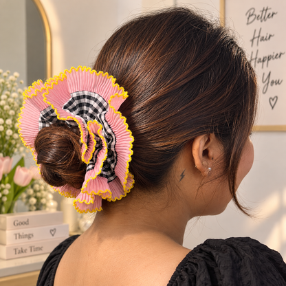 Ruffle Scrunchie – Pink & Gingham