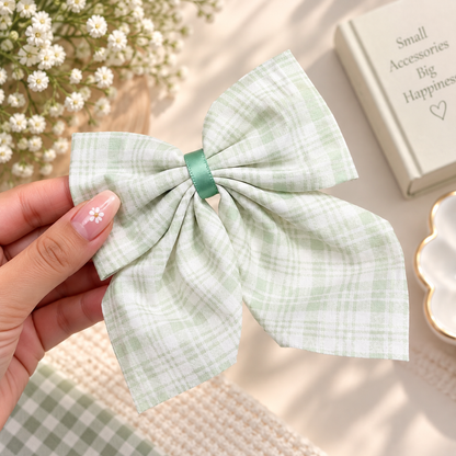 Gingham Plaid Bow Hair Clip