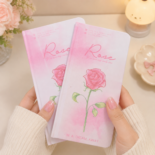 Rose Daily Planner Notebook | Kawaii Tracker Diary