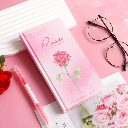 Rose Daily Planner Notebook | Kawaii Tracker Diary