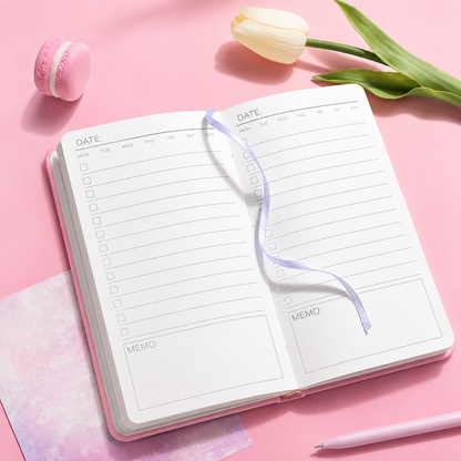 Rose Daily Planner Notebook | Kawaii Tracker Diary