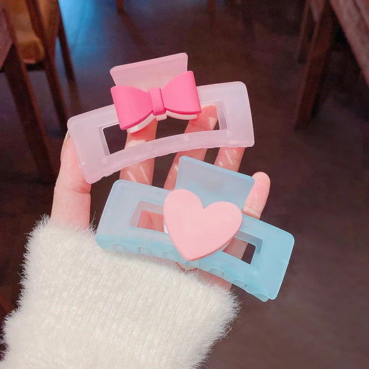 Frosted Bow Hair Clip | Kawaii Rectangle Barrette