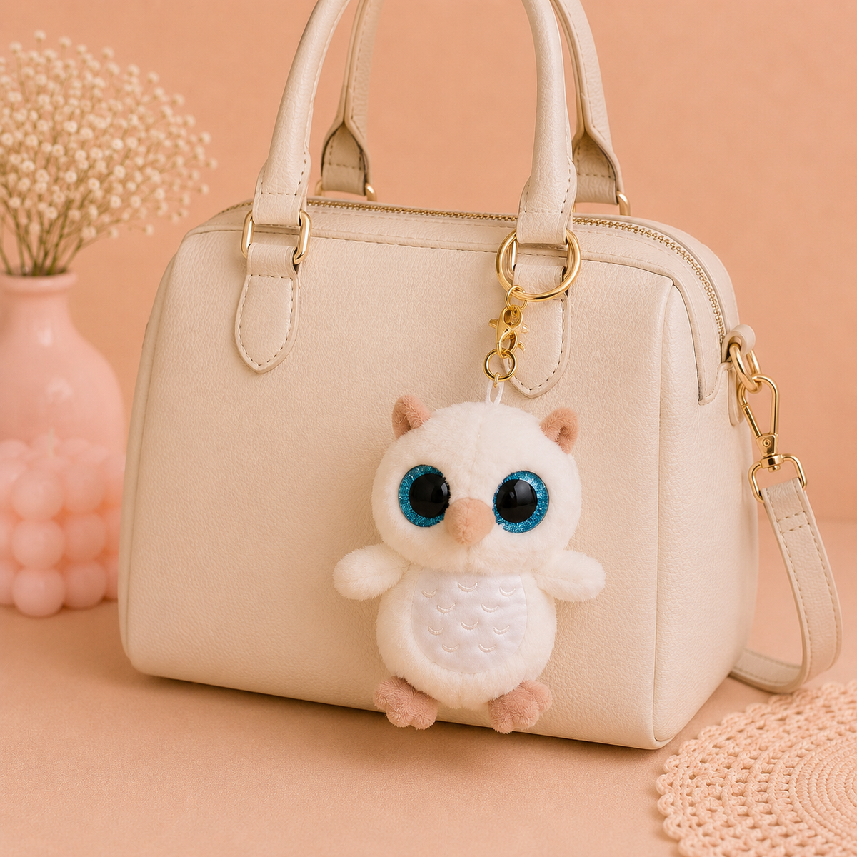 Kawaii Owl Plush Keychain & Bag Charm