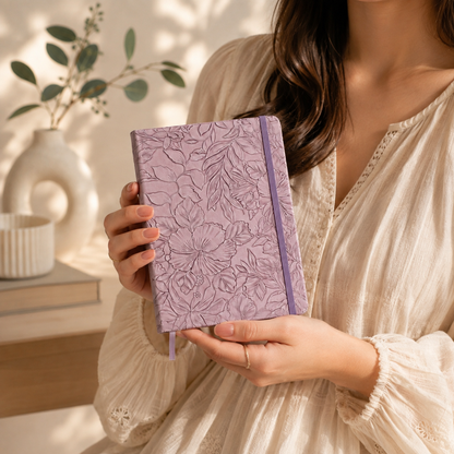 Floral Embossed A5 Notebook | 80 Sheets | Eco-Friendly Lined Journal