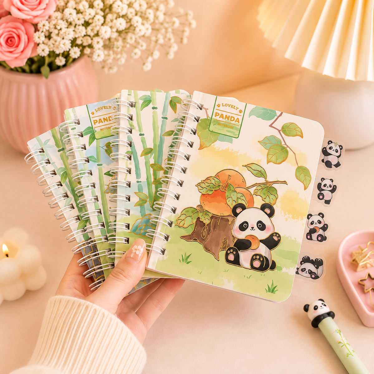 Little Panda Pocket Notebook with Bookmark|Planner