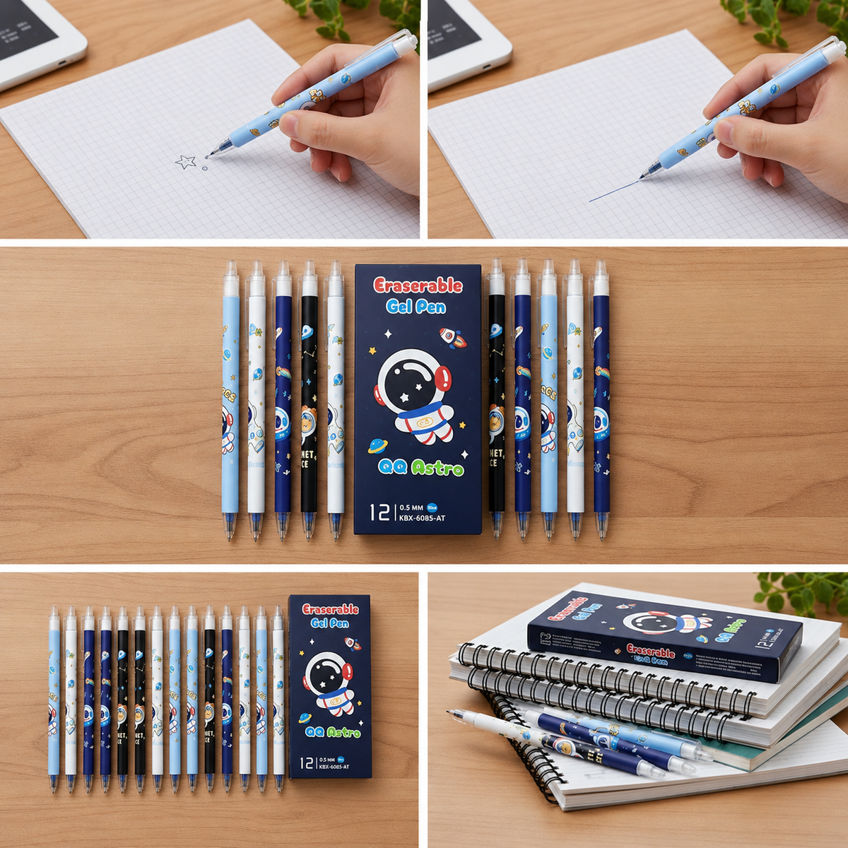 Astro Erasable Gel Pen Set – Pack of 12