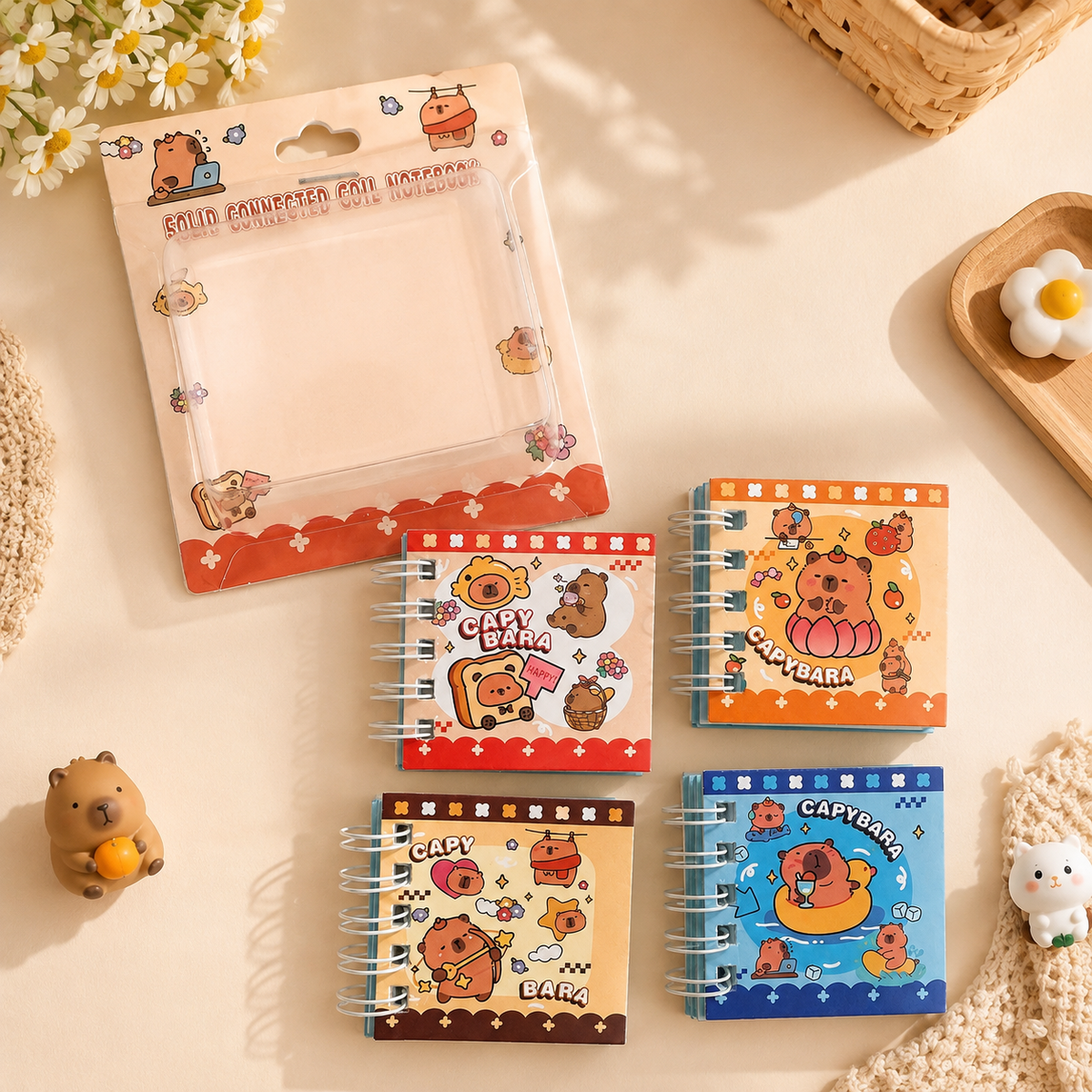 Capybara Mini Spiral Notebook Set ( Pack of 4 )