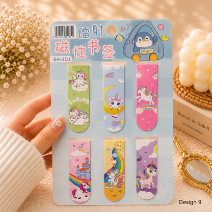 Kawaii Character Magnetic Bookmarks Set of 6