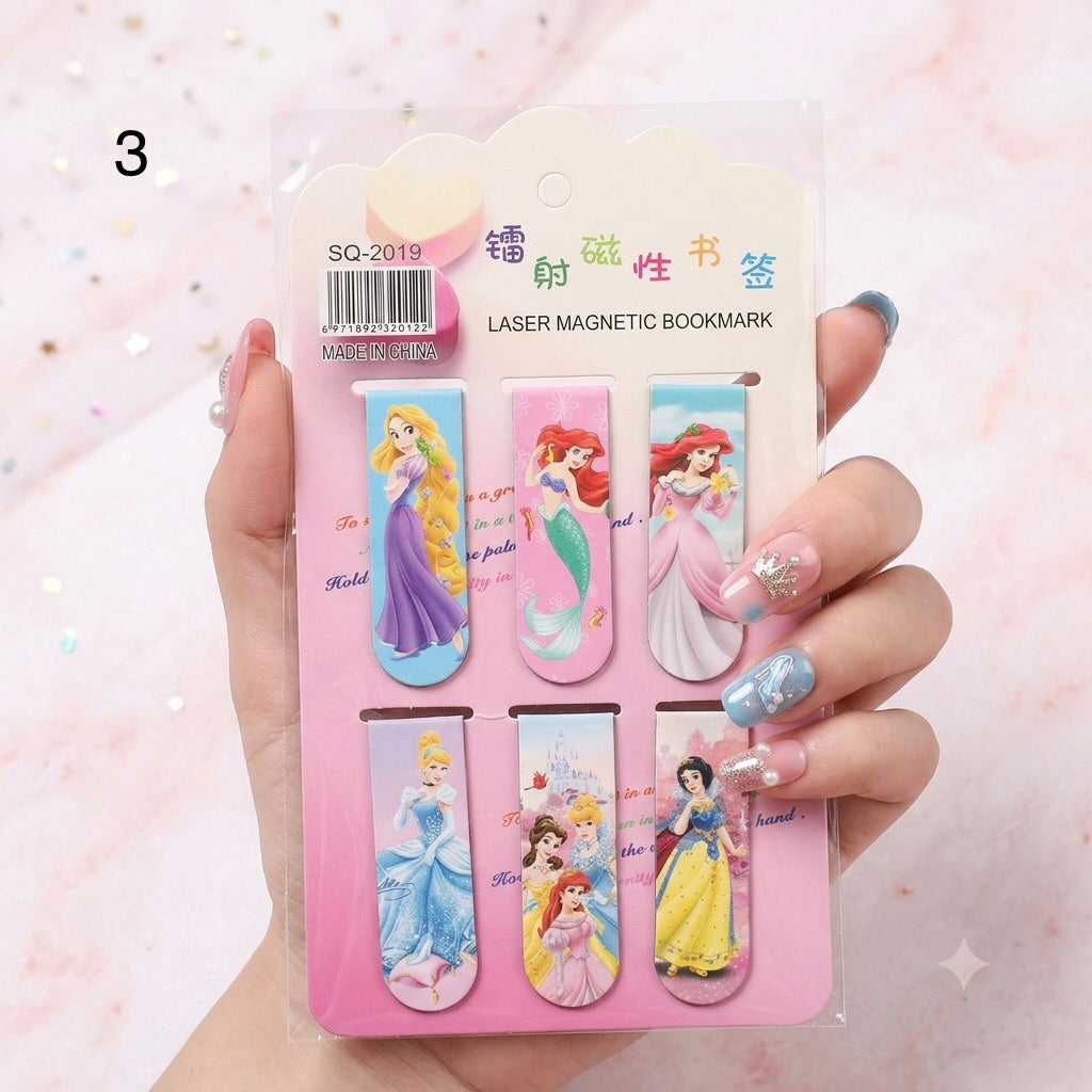 Disney Princess Laser Magnetic Bookmarks Set | Kawaii Stationery
