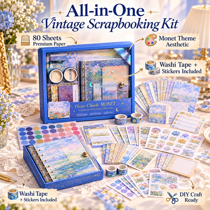 Vincent Van Gogh & Claude Monet Scrapbook Journal Kit | Art-Inspired Stationery Set