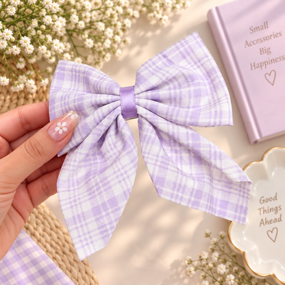 Gingham Plaid Bow Hair Clip