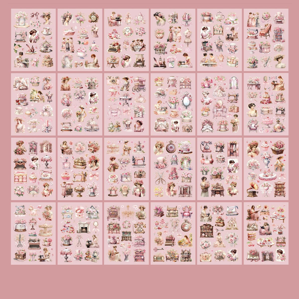 Vintage Victorian Floral Sticker Book Set | Kawaii Junk Journal Kit