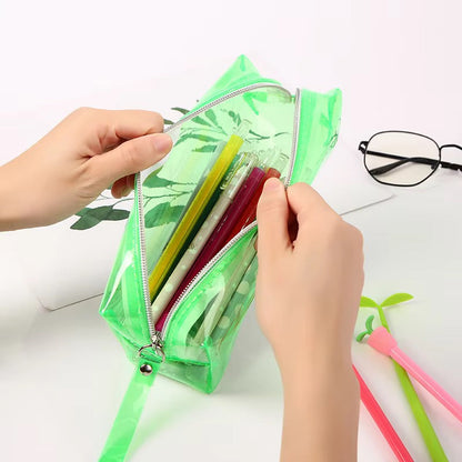 Neon Jelly Pencil Pouch / Makeup Bag with Wrist Strap