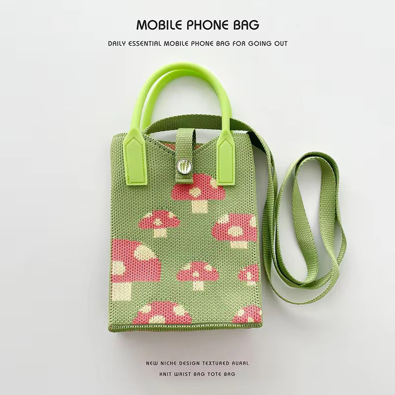 Kawaii Knit Mobile Phone Sling Bag — Crossbody & Tote Mini Bag