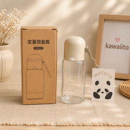 Kawaii Salt Dispenser – Aesthetic Glass Spice Shaker (220ml)