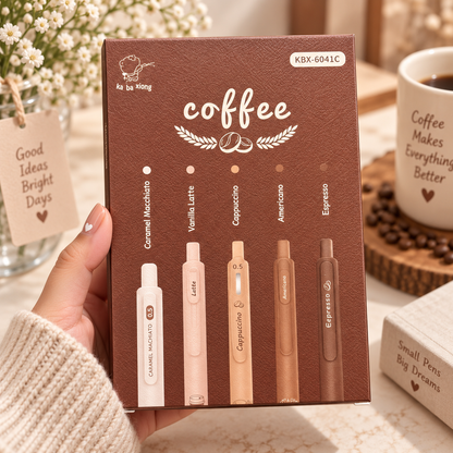 Coffee Lover Gel Pen Set of 5 | Kawaii Stationery Set