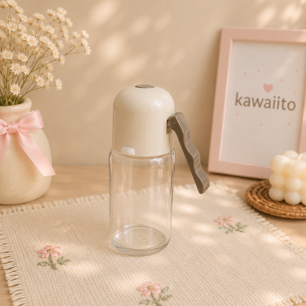 Kawaii Salt Dispenser – Aesthetic Glass Spice Shaker (220ml)