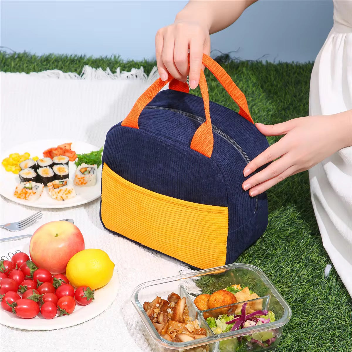 Corduroy Insulated Lunch Bag Small
