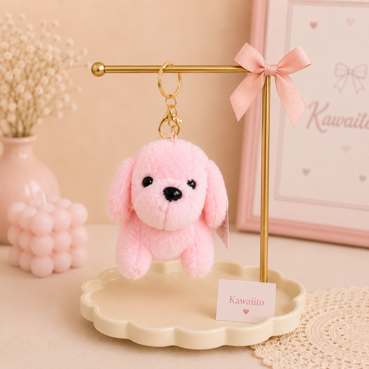 Kawaii Puppy Plush Keychain & Bag Charm