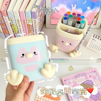 Kawaii Penguin Desk Organiser with Built-in Pencil Sharpener | 2 Colours