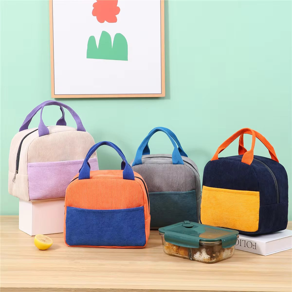 Corduroy Insulated Lunch Bag Small