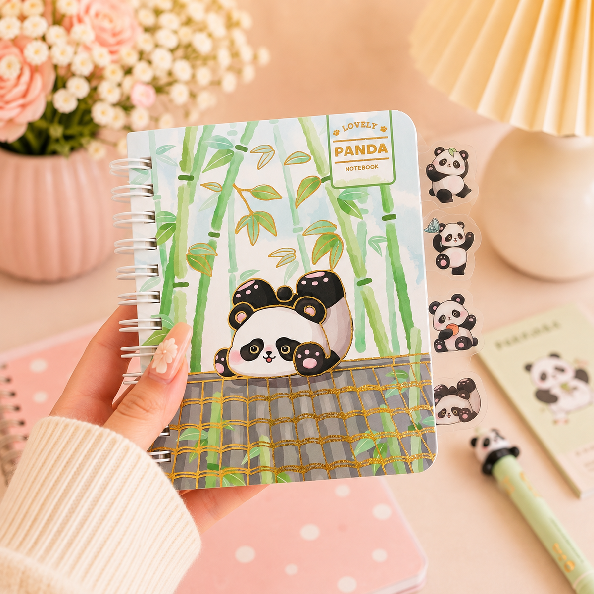Little Panda Pocket Notebook with Bookmark|Planner