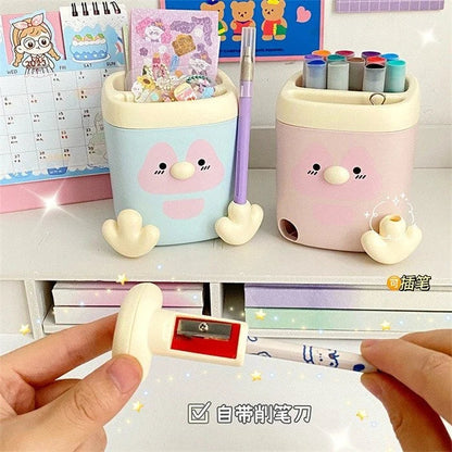 Kawaii Penguin Desk Organiser with Built-in Pencil Sharpener | 2 Colours