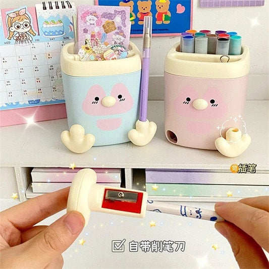 Kawaii Penguin Desk Organiser with Built-in Pencil Sharpener | 2 Colours