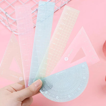 Kawaii Jelly Ruler Set | Pastel Geometric Tools | 4-Piece Stationery Set
