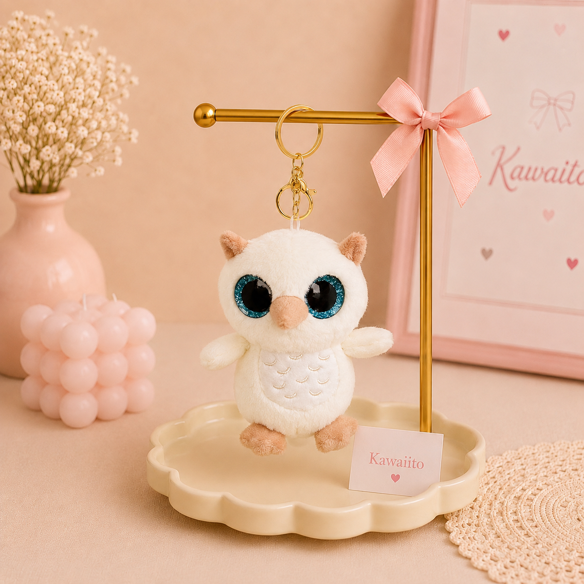 Kawaii Owl Plush Keychain & Bag Charm